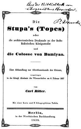 Umschlagtitel von Carl Ritter, Die Stupa's