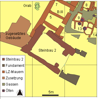 Bereich B, Plan der Schicht 3 / Area B, ground-plan of level 3