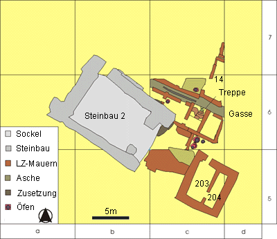 Bereich B, Plan der Schicht 4 / Area B, ground-plan of level 4