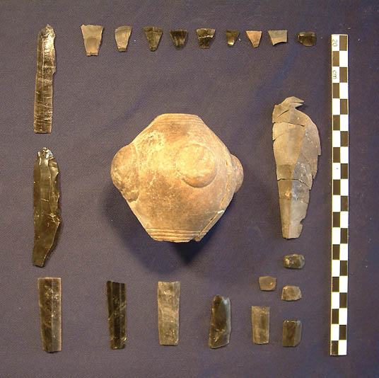 Fig. 12 Area B - Mace-head an lithic assemblage